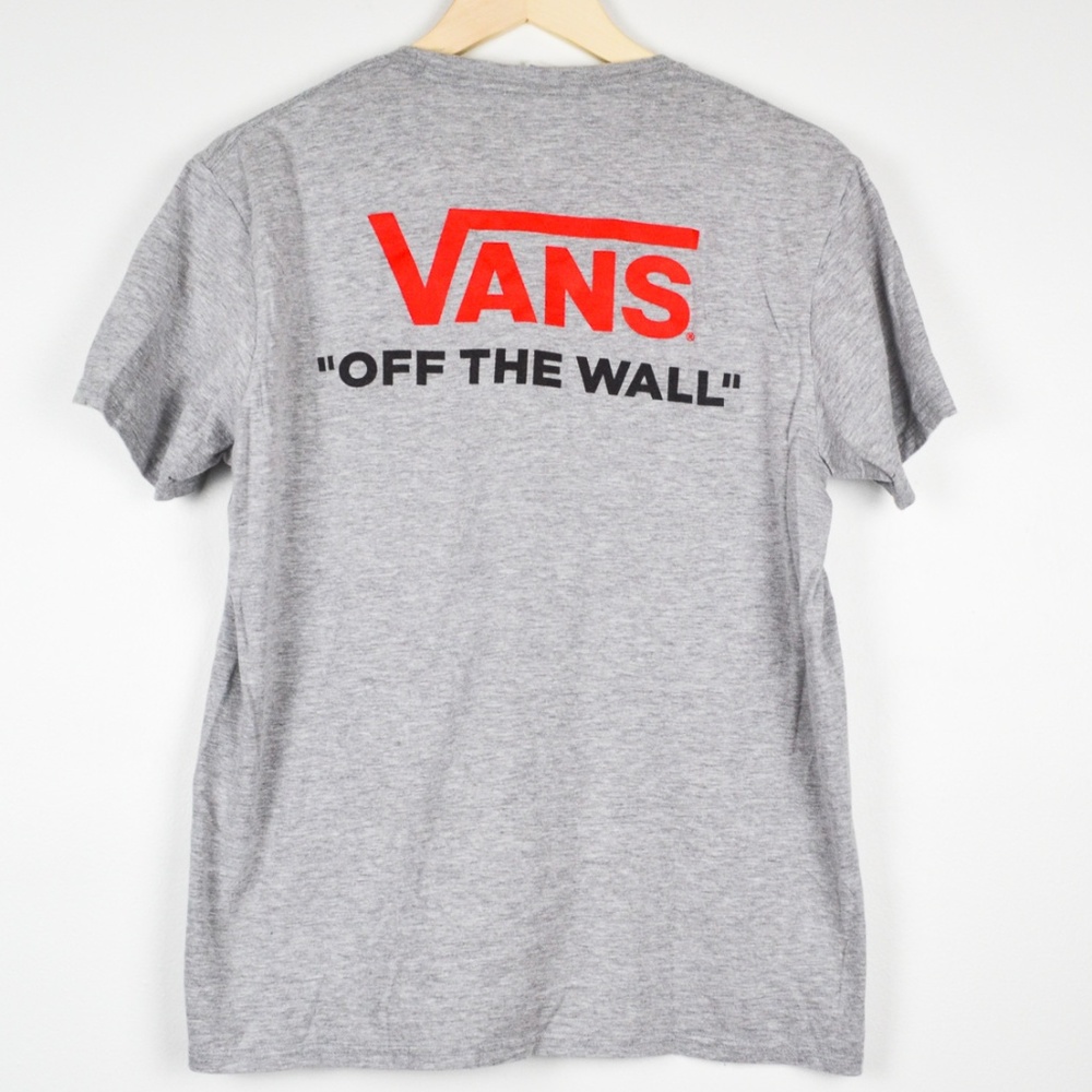Grey & Red Men's Short Sleeve Vans Tee